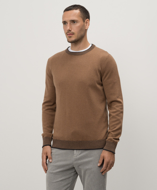 Peserico Коричневый джемпер из шерсти, кашемира и шелка R59361F12E9018 изображение 3