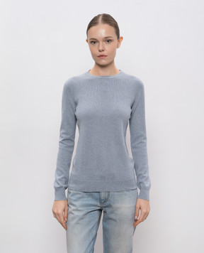 Brunello Cucinelli Блакитний джемпер з кашеміру з ланцюжком моніль M12144400