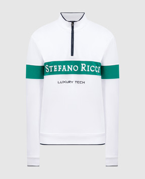 Stefano Ricci Белая спортивная кофта с вышивкой логотипа K111035L01T24256