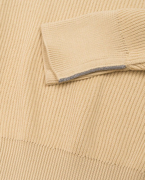Brunello Cucinelli Дитячий жовтий пуловер в рубчик з ланцюжком моніль B19M18202C