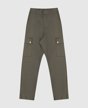 Balmain Дитячі зелені штани карго з вовни BX6Q90I0196810