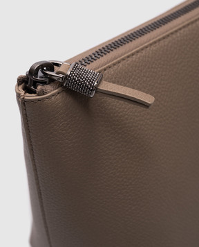 Brunello Cucinelli Коричневий шкіряний клатч з логотипом MWEID2716