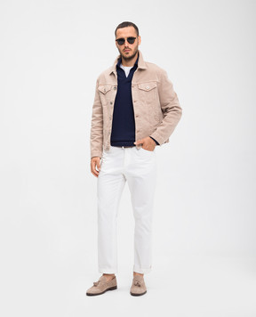Brunello Cucinelli Синее поло из кашемира M22203005