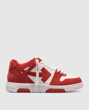 Off-White Красные кожаные кроссовки Out Of Office OWIA259S25LEA006