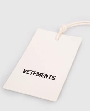 Vetements Білий шкіряний брелок у вигляді бирки UH76HT100L