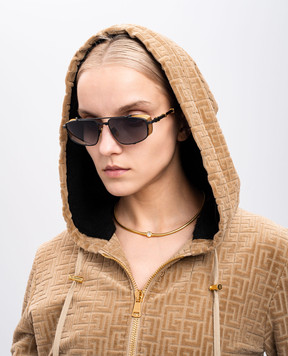 Balmain Akoni Чорні сонцезахисні окуляри BRIGADE-V з ефектом градієнта BPS142E56