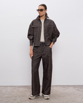 Brunello Cucinelli Коричневі штани з люрексом MB148MY599