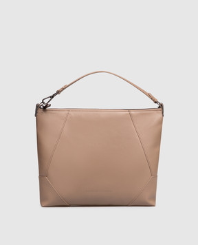 Brunello Cucinelli Бежева шкіряна сумка з логотипом MBTKD2738P