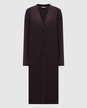 Twinset Коричневое платье-кардиган в рубчик 252LI3CEE