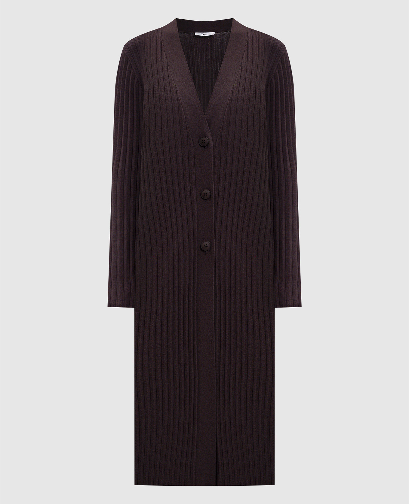 

Коричневое платье-кардиган в рубчик, Коричневый, Повседневные платья