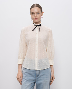 Valentino Бежевая блуза с вышивкой бродери 7B3AB7P39EU