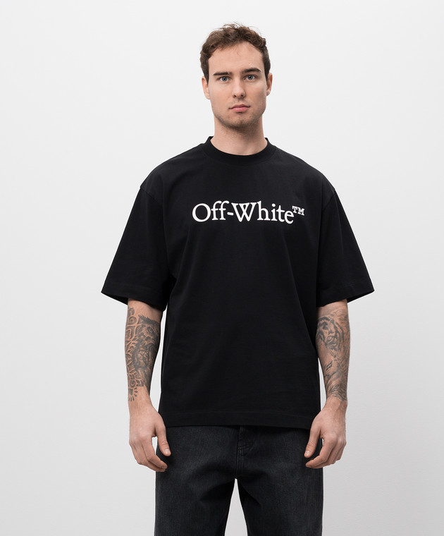 Off-White Черная футболка с логотипом OMAA120C99JER008 изображение 3