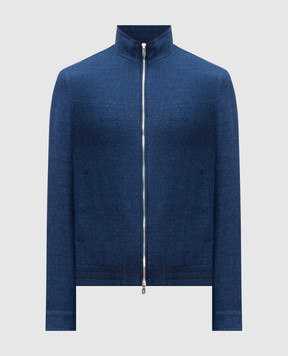 Brunello Cucinelli Синяя куртка из льна, кашемира и шерсти MW4826509