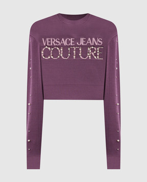 Versace Jeans Couture Фиолетовый укороченный джемпер с логотипом 77HAFM30CMN60