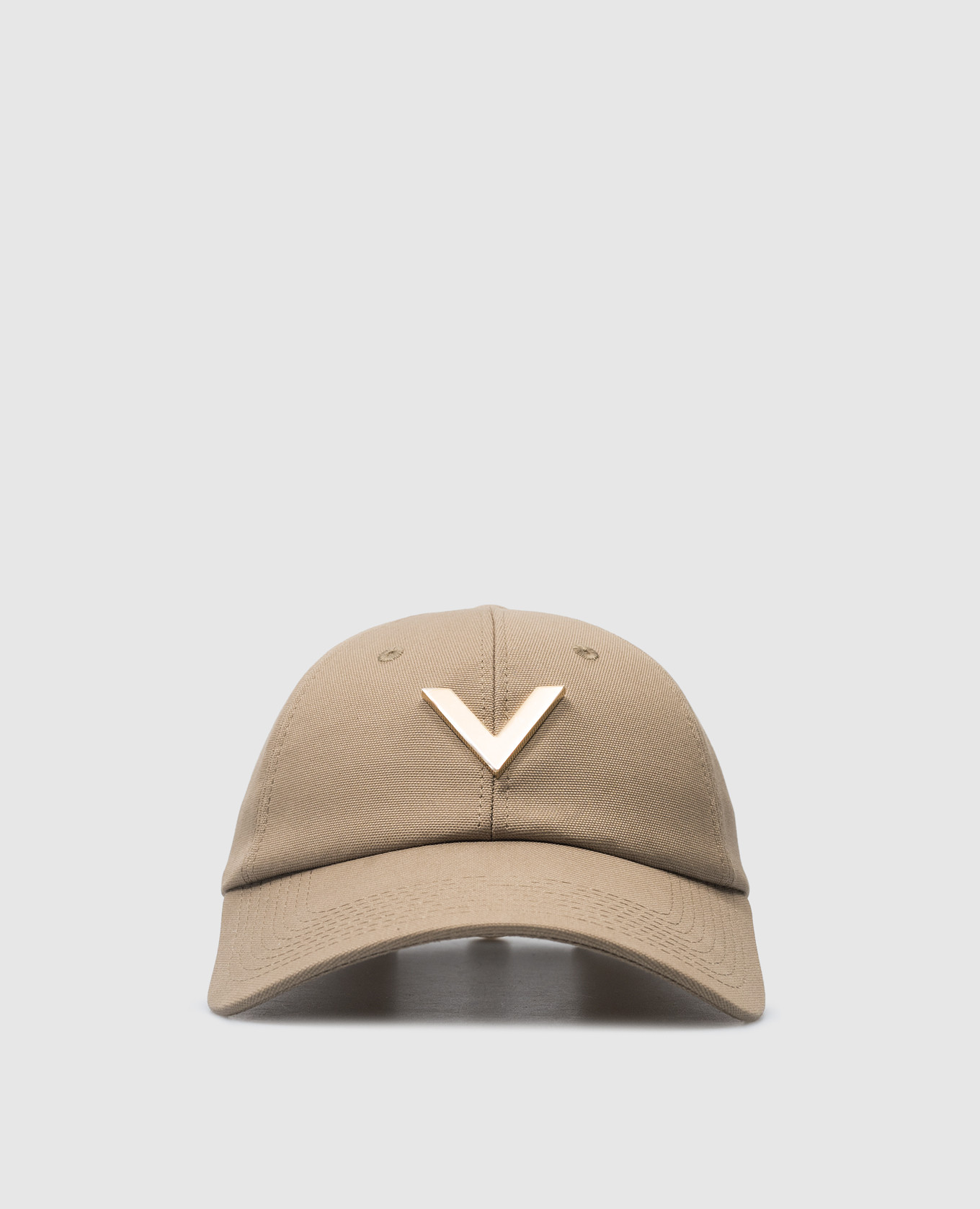 Khaki cap with metallic V logo