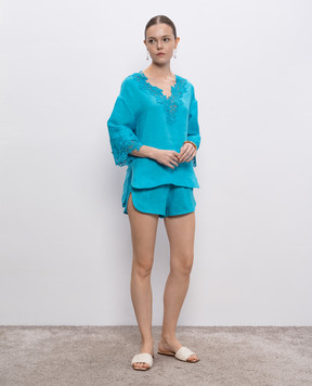 Ermanno Scervino Голубые шорты из льна D464P300NZM
