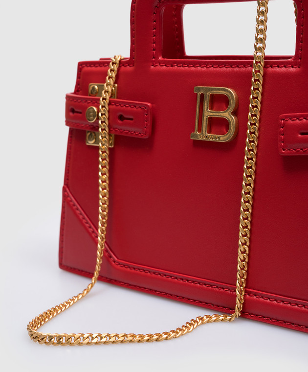 Balmain Красная кожаная сумка B-Buzz с монограммой логотипа EN1KJ931LAVE изображение 4