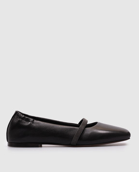Brunello Cucinelli Черные кожаные балетки с цепочкой мониль MZORC2807