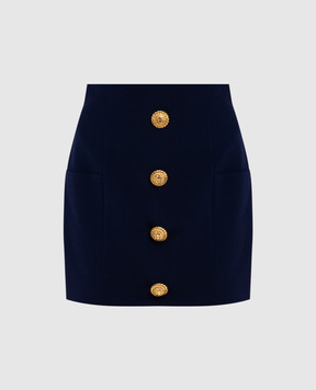 Balmain Синяя юбка мини с брендовыми заклепками DF0LBA35VB00
