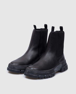 Max Mara Weekend Черные кожаные челси ELLISSE с логотипом ELLISSE