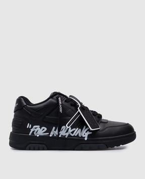 Off-White Черные кожаные кроссовки Out Of Office For Walking OMIA189C99LEA01A