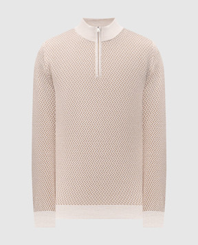 Cashmere&Whiskey Бежевий светр з вовни і кашеміру у візерунок PL507