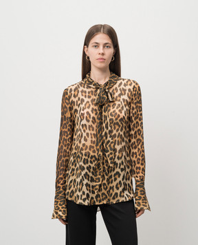 Ermanno Scervino Блуза из шелка в леопардовый принт D452K339XWU