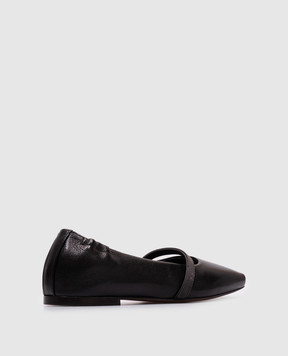 Brunello Cucinelli Черные кожаные балетки с цепочкой мониль MZORC2807