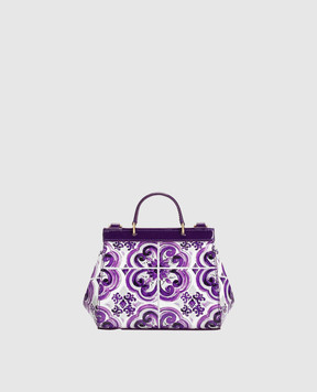Dolce&Gabbana Дитяча біла шкіряна лакована сумка Sicily в принт Майоліка EB0003AQ975