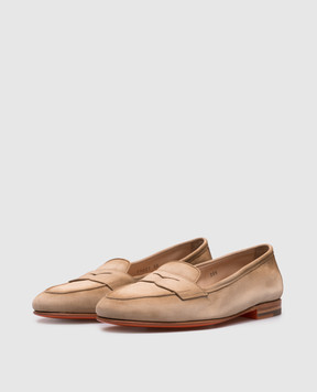 Santoni Бежевые замшевые лоферы с эффектом градиента WUNY71031SA4SAEA
