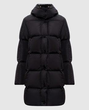 Moncler Чорний стьобаний пуховик з нашивкою логотипа K20931C00020539ZD