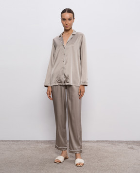 Dore & Rose Бежевая пижама из шелка с окантовкой PREMIUMSILKPJSET