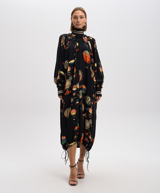 Via Cappella Черное платье в принт DRESS218 изображение 3