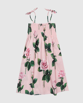 Dolce&Gabbana Дитяча рожева сукня в брендовий квітковий принт троянди L54DE0HS5S736