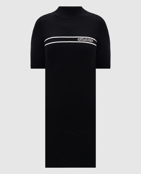 Off-White Чорна сукня-футляр міні з логотипом OWHI12DS25KNI001