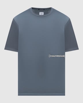 C.P. Company Metropolis Голубая футболка с вышивкой логотипа LTS052A006370W