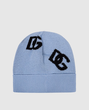 Dolce&Gabbana Блакитна шапка з вовни з візерунком логотипа DG FXQ05TJCVZM