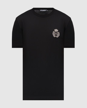 Dolce&Gabbana Чорна футболка з нашивкою логотипа G8PV1ZG7PJ6