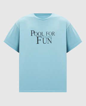 Maison Margiela MM6 Блакитна футболка з принтом напису Pool For Fun SH0GC0044S24312