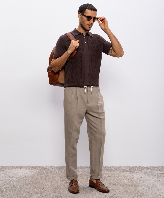 Brunello Cucinelli Коричневе поло у візерунок M29203305 зображення 2