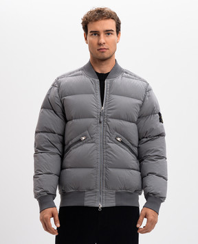 Stone Island Серый пуховый бомбер со съемным патчем логотипа 811540228