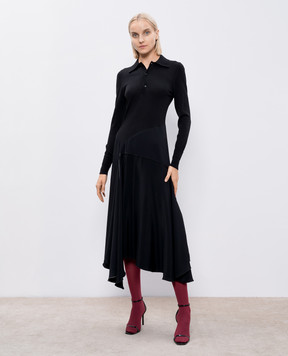 Victoria Beckham Черное платье-поло с шерстью 1324WDR005730A
