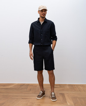Loro Piana Синяя рубашка André из льна FAF2545