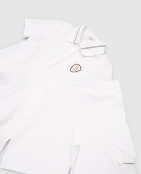 Brunello Cucinelli Детское белое платье-поло с нашивкой логотипа BL944A319B