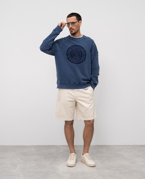 Balmain Синий свитшот с вышивкой Coin EH1JS007BC89
