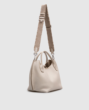 Gianni Chiarini Бежевая кожаная сумка-тоут с логотипом BS11441GRNNABCL