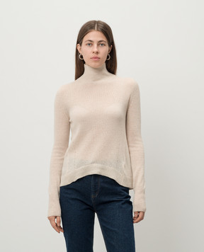 Dondup Бежевий светр Dolcevita з вовни та кашеміру з металевим логотипом DT331M00934D002