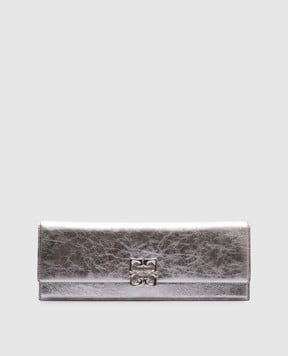 Givenchy Серебристый кожаный клатч 4G Liquid BB5115B1ZB