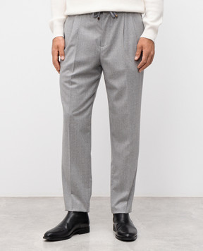 Brunello Cucinelli Серые брюки из шерсти ME226E1710