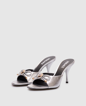 Versace Сріблясті шкіряні мюлі Opera Bow 10182391A08539
